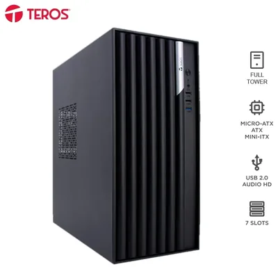 Case con fuente TEROS TE-1036S, Full, E-ATX / ATX / MICRO-ATX / ITX, USB, Audio, 250W